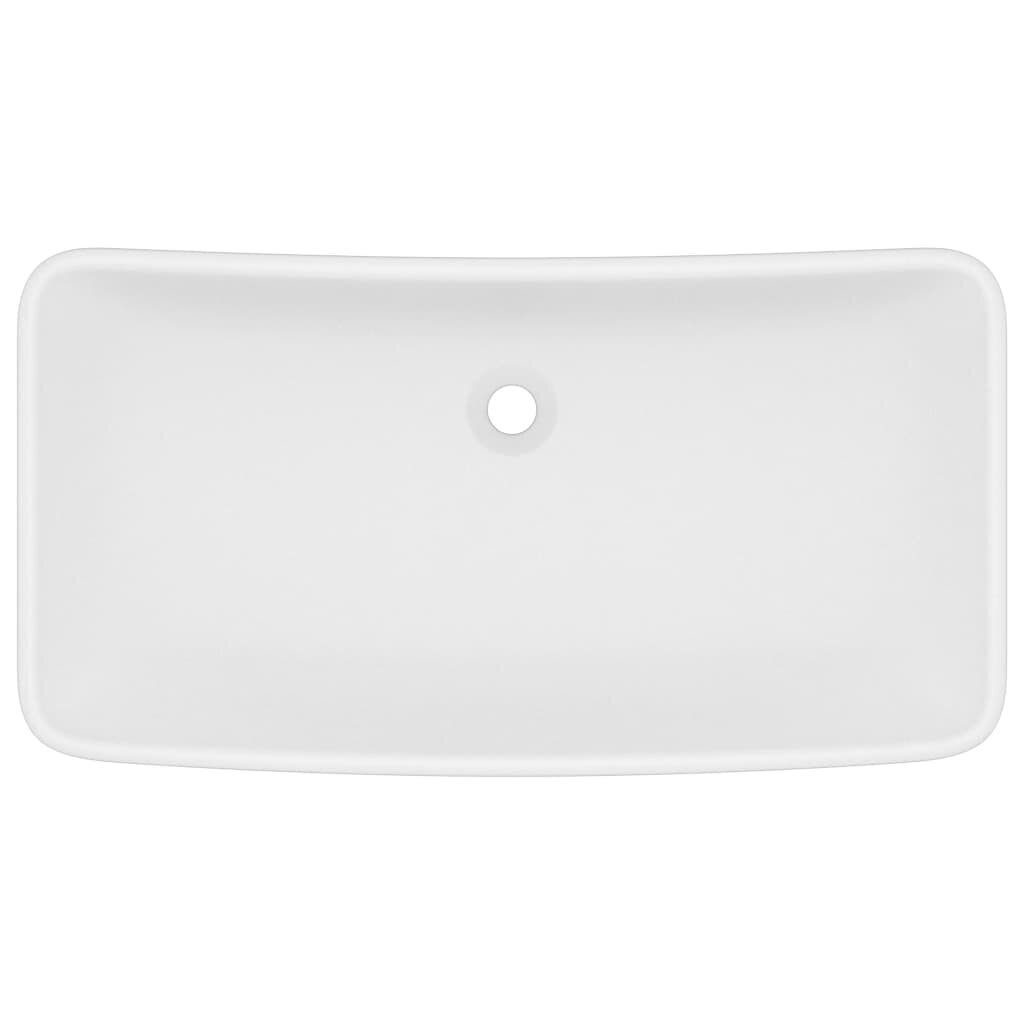 vidaXL izlietne, taisnstūra, 71x38 cm, matēta balta keramika cena un informācija | Izlietnes | 220.lv