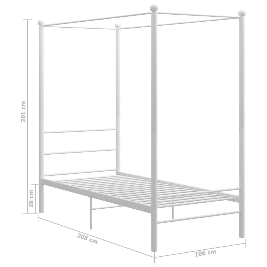 Gultas rāmis ar baldahīnu , balts, 100x200 cm cena un informācija | Gultas | 220.lv