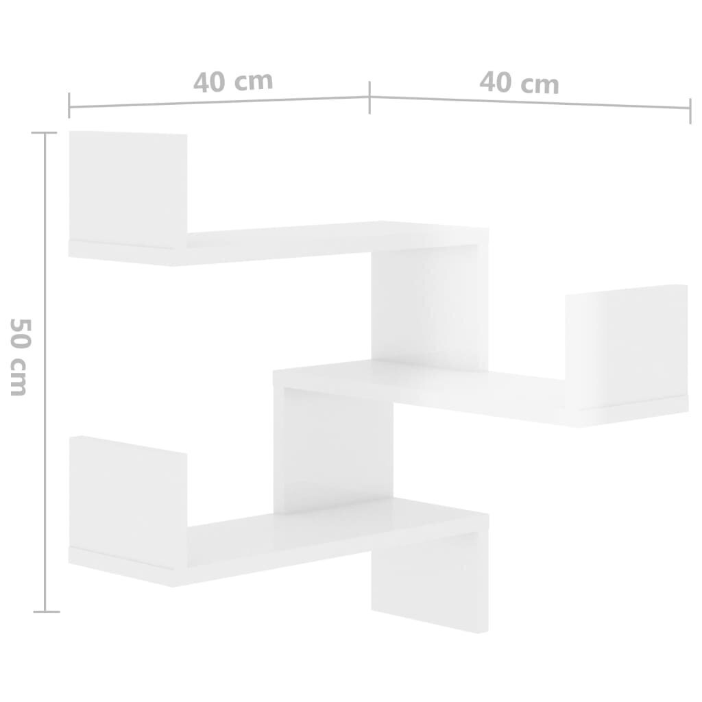 Sienas stūra plaukti, 40x40x50 cm, 2 gab., balti цена и информация | Plaukti | 220.lv