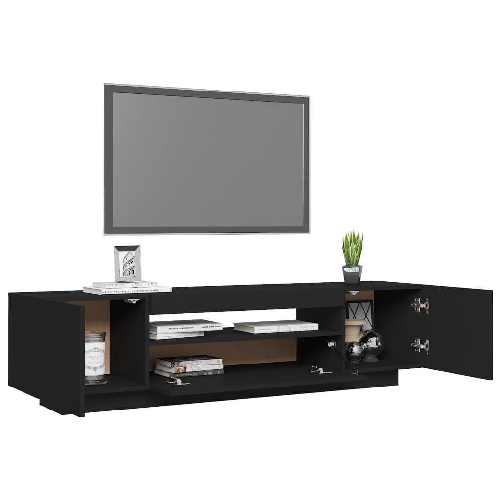 Televizora skapītis ar LED apgaismojumu, 160x35x40 cm, melns cena un informācija | TV galdiņi | 220.lv