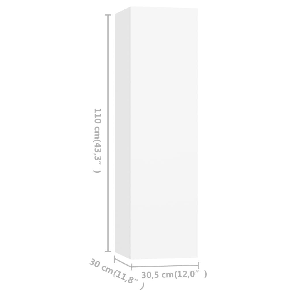 Televizora skapīši, 30,5x30x110 cm, 4 gab., balts cena un informācija | TV galdiņi | 220.lv