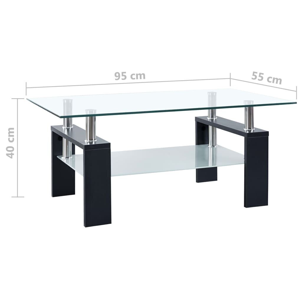 Kafijas galdiņš, melns/caurspīdīgs 95x55x40 cm cena un informācija | Žurnālgaldiņi | 220.lv