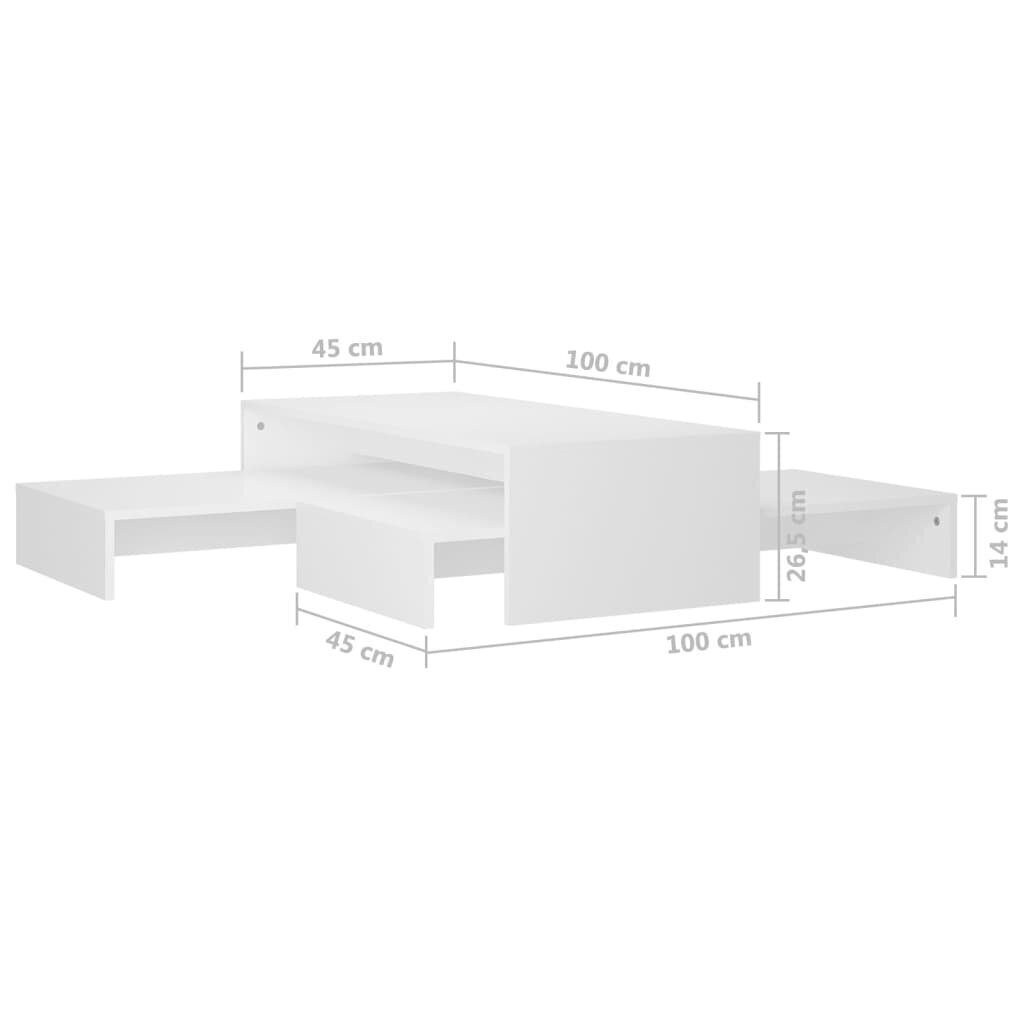 Saliekamo kafijas galdiņu komplekts, 100x100x26,5 cm, balts cena un informācija | Žurnālgaldiņi | 220.lv