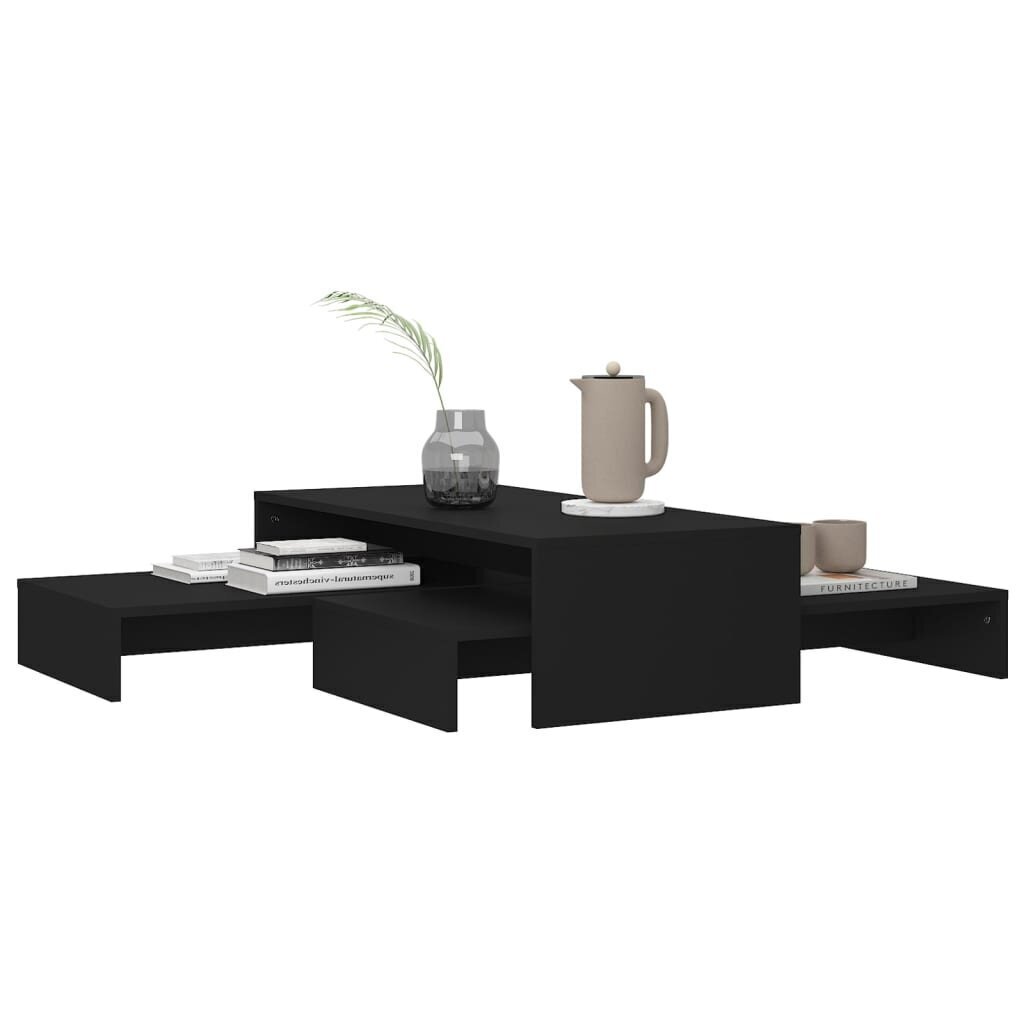 Saliekamo kafijas galdiņu komplekts, 100x100x26,5 cm, melns cena un informācija | Žurnālgaldiņi | 220.lv