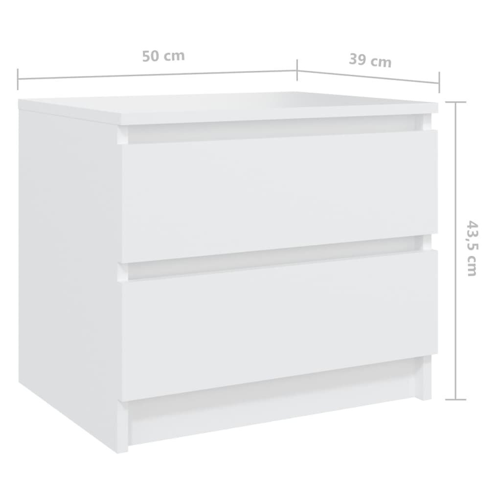 Naktsskapītis, 50x39x43,5 cm, balts cena un informācija | Naktsskapīši | 220.lv
