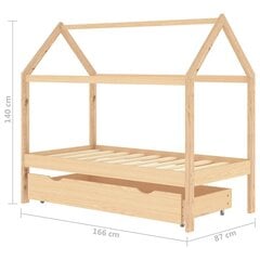 Bērnu gultas rāmis ar atvilktni, 80x160 cm, brūns cena un informācija | Bērnu gultas | 220.lv