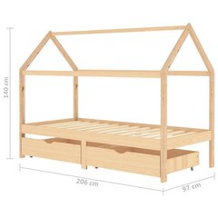 Bērnu gultas rāmis ar atvilktnēm, 90x200 cm, brūns cena un informācija | Bērnu gultas | 220.lv