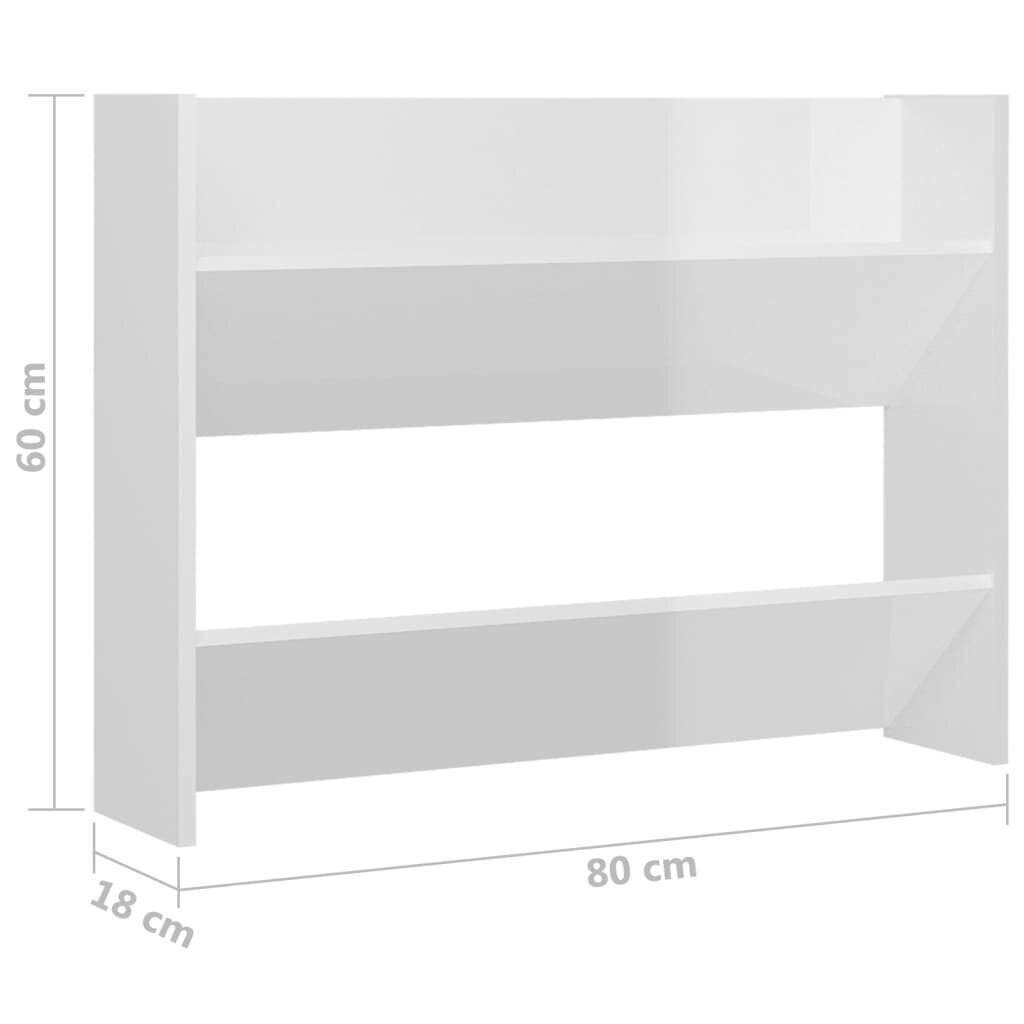 Sienas plaukts apaviem, 2 gab.., balts, 80x18x60 cm cena un informācija | Apavu skapji, apavu plaukti, priekšnama soliņi | 220.lv