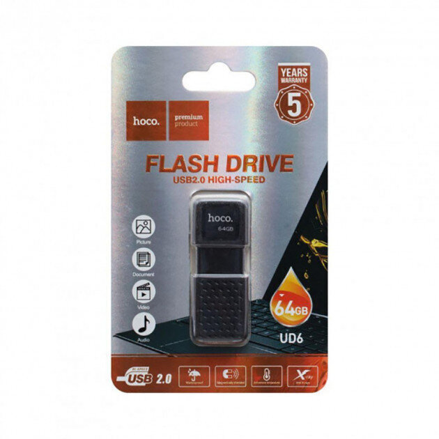 USB zibatmiņas disks datoram vai klēpjdatoram 64GB HOCO UD6 64GB melns USB FLASH cena un informācija | USB Atmiņas kartes | 220.lv