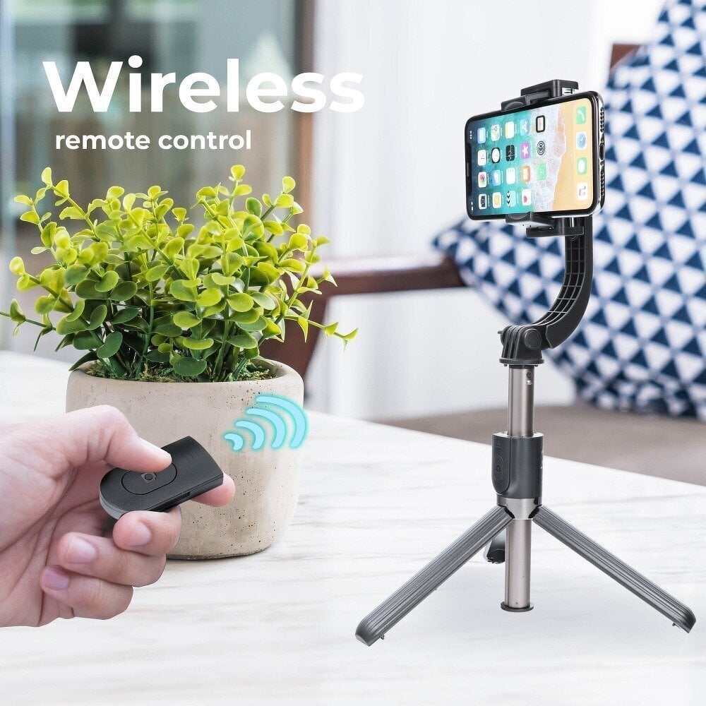 3in1 GIMBAL STABILIZER / STATĪVS / SELFIE STICK Combo Selfie Stick, stabilizators ar statīvu un Bluetooth tālvadības pulti, melns SSTR-L08 cena un informācija | Selfie Sticks | 220.lv