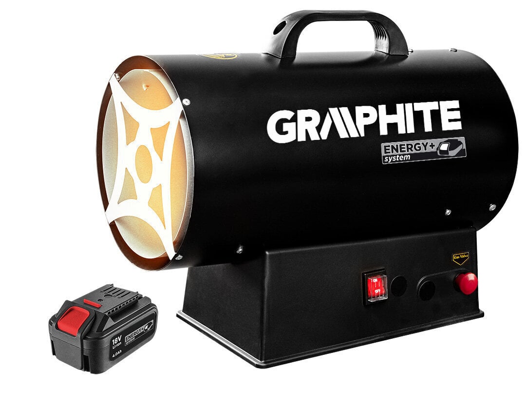 Akumulatora gāzes sildītājs GRAPHITE 58GE100 15KW, 18V, bez baterijas cena un informācija | Sildītāji | 220.lv