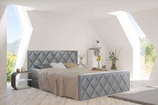Kontinentālā gulta Mozo, 160x200 cm, pelēka cena un informācija | Gultas | 220.lv