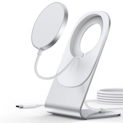 Choetech 15W Magnetic Qi Wireless Charger (MagSafe Compatible) White (T517-F) + Stand Holder Silver цена и информация | Зарядные устройства для телефонов | 220.lv