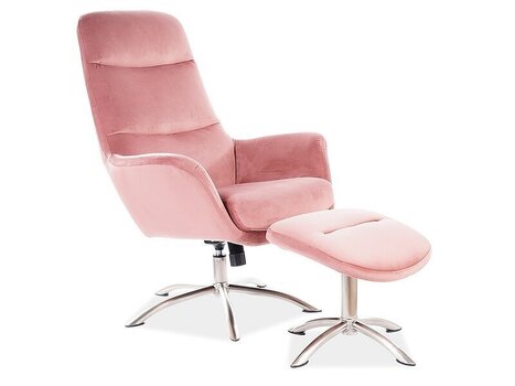 Krēsls ar kāju balstu Signal Meble Nixon, rozā cena un informācija | Atpūtas krēsli | 220.lv