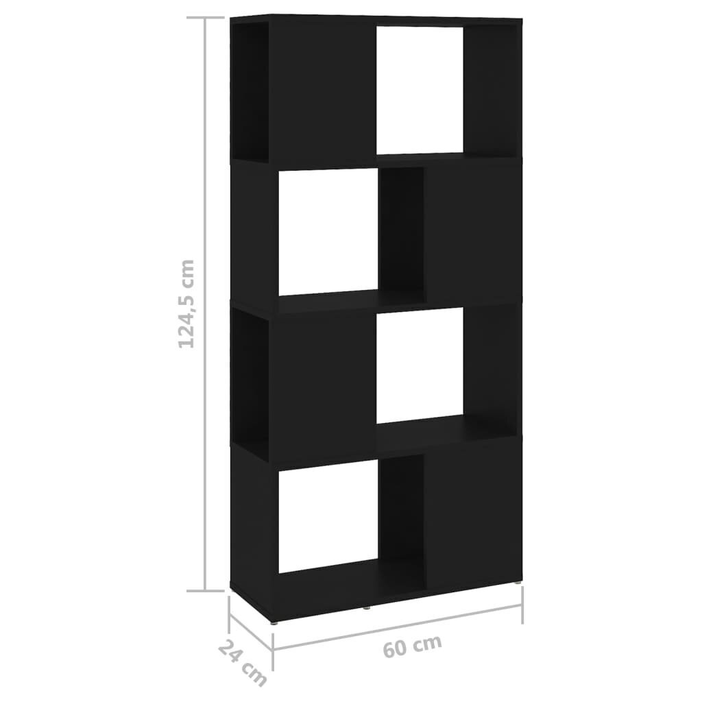 Grāmatu plaukts/aizslietnis, 60x24x124,5 cm, melns цена и информация | Plaukti | 220.lv