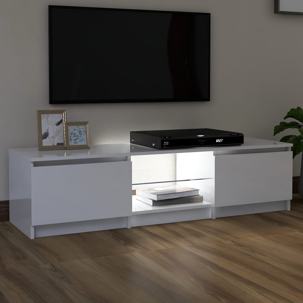 TV skapītis ar LED apgaismojumu, 140x40x35,5 cm, balts cena un informācija | TV galdiņi | 220.lv
