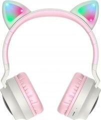 Беспроводные Наушники для детей Bluetooth HOCO Che weak Cat kids earphones W27 серый/розовый цена и информация | Наушники | 220.lv