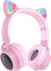 Беспроводные Наушники для детей Bluetooth HOCO Che weak Cat kids earphones W27 розовые серые цена и информация | Наушники | 220.lv