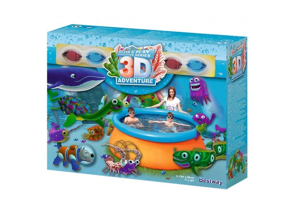 Veidnes baseins bērniem Bestway Splash & Play 3D, 213x66 cm, oranžs/zils cena un informācija | Baseini | 220.lv