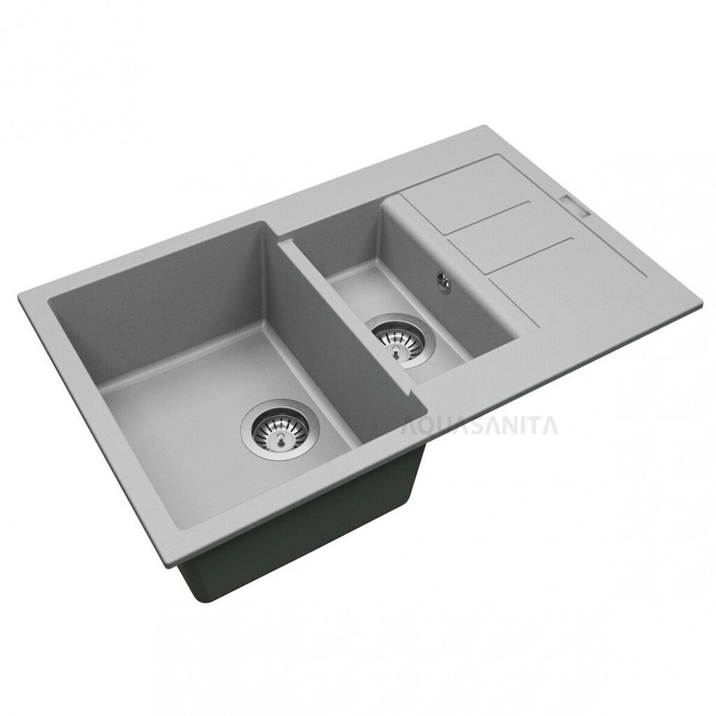 Mākslīgā granīta virtuves izlietne Aquasanita Tesa SQT151-222W cena un informācija | Virtuves izlietnes | 220.lv