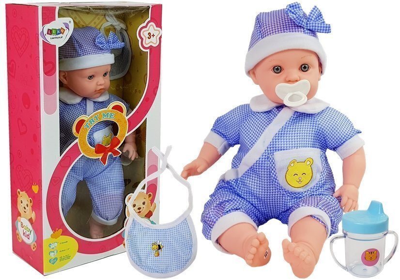 Lelle zīdainis Baby Kid 45 cm, zila cena un informācija | Rotaļlietas meitenēm | 220.lv