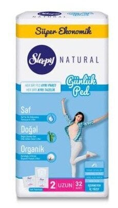 Sleepy Natural ikdienas higiēniskie ieliktnīši Long (32) cena un informācija | Tamponi, higiēniskās paketes, ieliktnīši | 220.lv