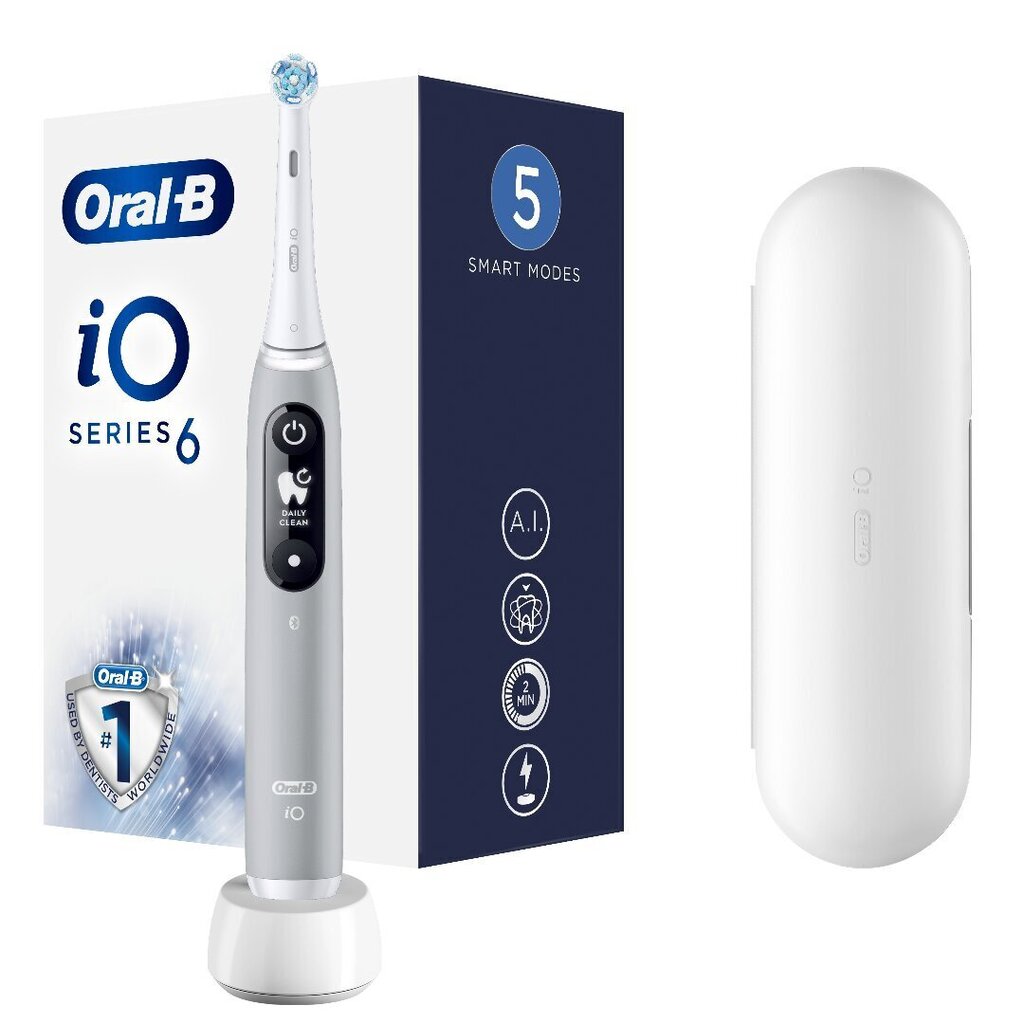 Oral-B iO6 Series Grey Opal цена и информация | Elektriskās zobu birstes | 220.lv