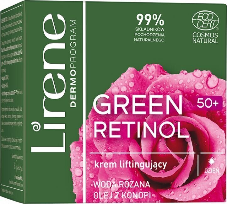 Nostiprinošs dienas sejas krēms Lirene Green Retinol 50 ml cena un informācija | Sejas krēmi | 220.lv