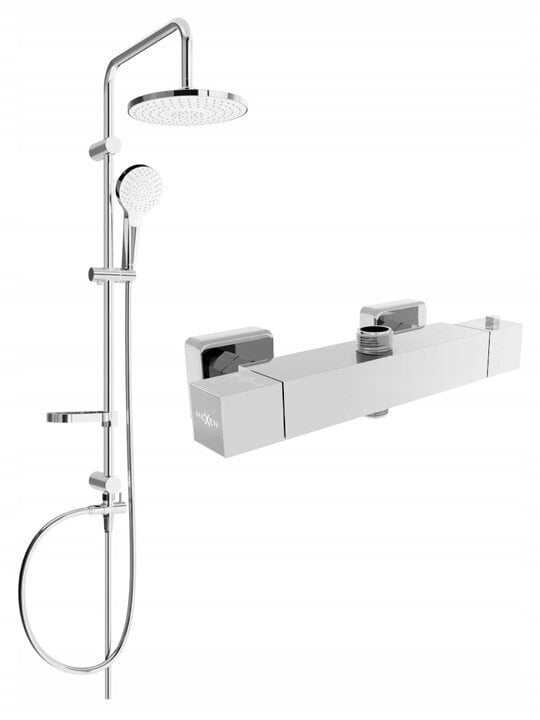 Dušas sistēma ar termostata jaucējkrānu Mexen Erik Cube 2, Chrome cena un informācija | Dušas komplekti un paneļi | 220.lv