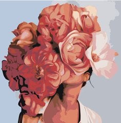 Kартины по номерам "Женщина и розовые цветы" 40x40 G цена и информация | Живопись по номерам | 220.lv