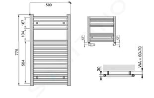 Полотенцесушитель Aura, 500 x 775 мм, хром цена и информация | Радиаторы для ванной | 220.lv