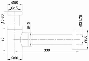 Низкий сифон для умывальника, 1 1/4 "x32 мм, матовая медь STAR цена и информация | Сифоны | 220.lv