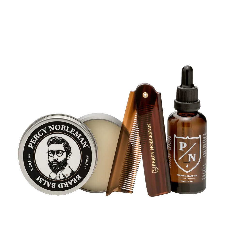 Bārdas kopšanas komplekts Percy Nobleman Premium Beard Care Kit, 3 instrumenti cena un informācija | Skūšanās piederumi, kosmētika | 220.lv