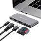 Canyon Multiport dokstacija ar 5 portiem, ar Thunderbolt 3 Dual C tipa male portu, 1*Thunderbolt 3 female+1*HDMI+1*USB3.0+1*SD+1*TF. Ieeja 100-240 V, izeja USB-C PD100W un USB-A 5V/1A, alumīnija sakausējums, pelēks, 90*41*11mm, 0.04kg цена и информация | Adapteri un USB centrmezgli | 220.lv