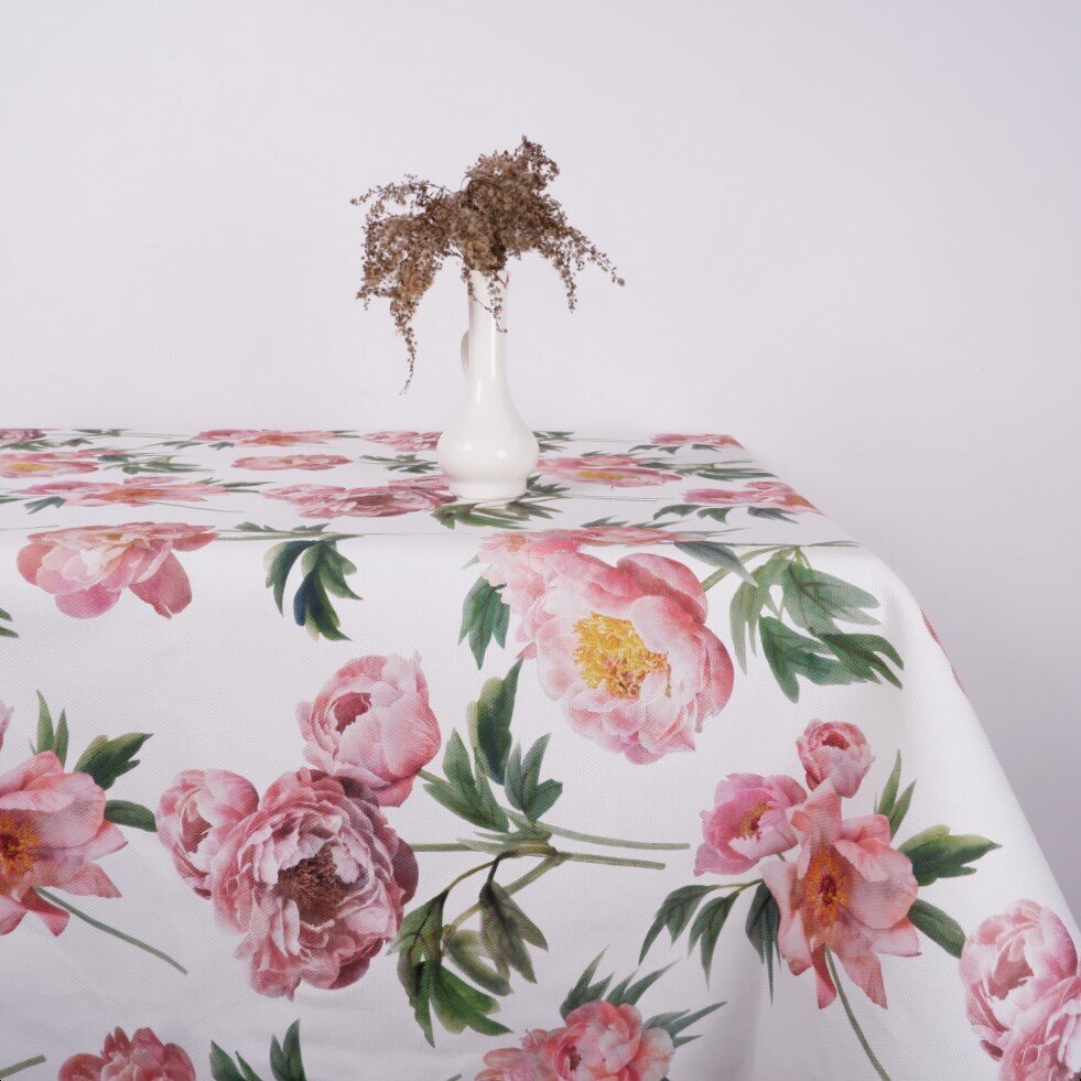 Lina puķains galdauts, impregnēts, 147x147 cm. cena un informācija | Galdauti, salvetes | 220.lv