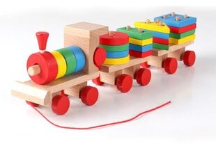 Koka vilciens-šķirotājs ar klucīšiem cena un informācija | Konstruktori | 220.lv