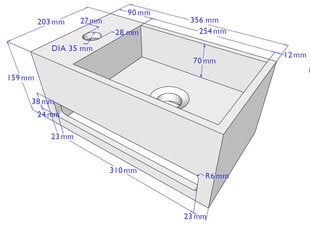 Maza izlietne ar dvieļu turētāju 35x20x16 cm JULIA, melna matēta, maisītājs kreisajā pusē cena un informācija | Izlietnes | 220.lv