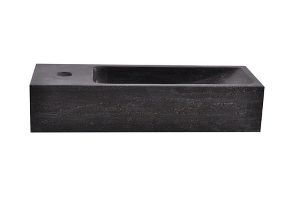 Maza izlietne no akmens B-STONE 38x14 cm, roku darbs, maisītājs kreisajā pusē цена и информация | Izlietnes | 220.lv