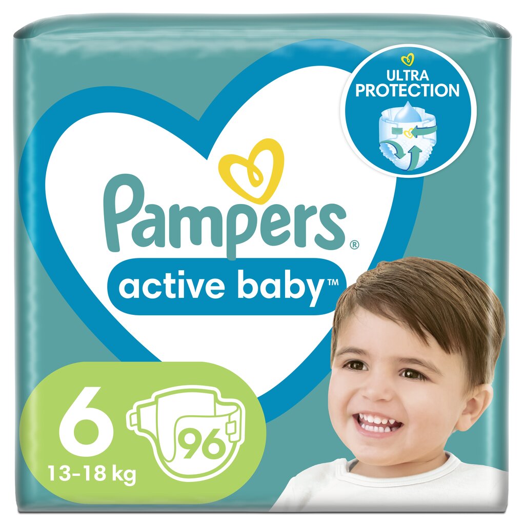 Pampers Active Baby, 6. Izmērs, 96 Autiņbiksītes, 13–18 kg цена и информация | Autiņbiksītes | 220.lv