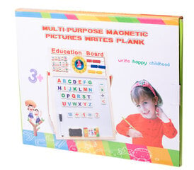 Bērnu magnētiskais dēlis ar koka rāmi 42 X 32.5CM + magnēti cena un informācija | Attīstošās rotaļlietas | 220.lv