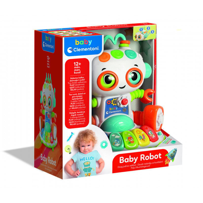 CLEMENTONI BABY interaktīva rotaļlieta Baby Robot, 50371, LV/EE/LT cena un informācija | Rotaļlietas zīdaiņiem | 220.lv