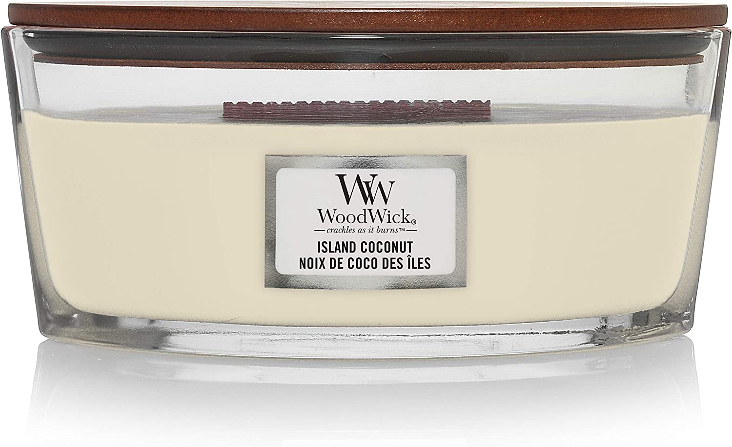 WoodWick aromātiska svece Island Coconut, 453,6 g cena un informācija | Sveces un svečturi | 220.lv