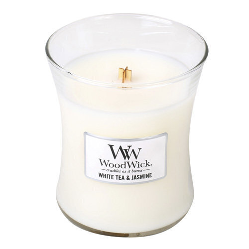 WoodWick aromātiska svece White Tea & Jasmine, 275 g цена и информация | Sveces un svečturi | 220.lv