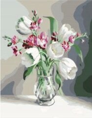 Kартины по номерам "Белые тюльпаны" 40x50 G цена и информация | Живопись по номерам | 220.lv