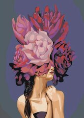 Glezna pēc numuriem "Meitene ar krāsainiem ziediem " 40x60 G cena un informācija | Gleznas pēc numuriem | 220.lv