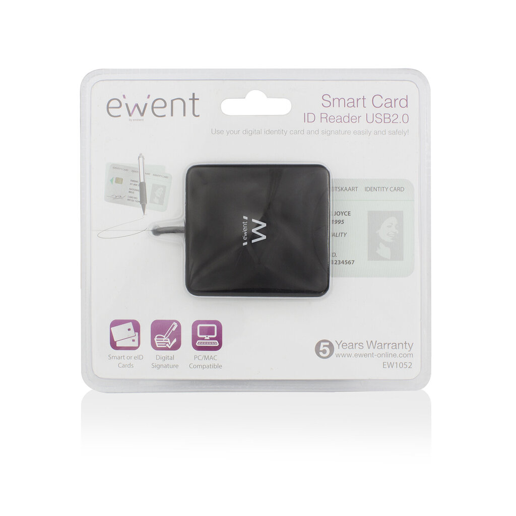Ewent EW1052 viedkaršu (eID karšu) lasītājs, ārējais, USB 2.0 cena un informācija | Smart ierīces un piederumi | 220.lv
