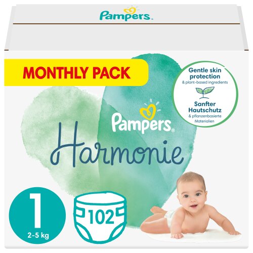 Pampers Harmonie, 1. Izmērs, 102 Autiņbiksītes, 2kg-5kg cena un informācija | Autiņbiksītes | 220.lv