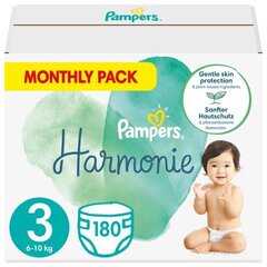 Autiņbiksītes Pampers Harmonie Monthly Pack, 3 izmērs, 6-10 kg, 180 gab. cena un informācija | Autiņbiksītes | 220.lv