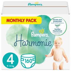 Autiņbiksītes Pampers Harmonie Monthly Pack, 4 izmērs, 9-14 kg, 160 gab. cena un informācija | Autiņbiksītes | 220.lv