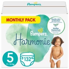 Autiņbiksītes Pampers Harmonie Monthly Pack, 5 izmērs, 11-16 kg, 132 gab. cena un informācija | Autiņbiksītes | 220.lv